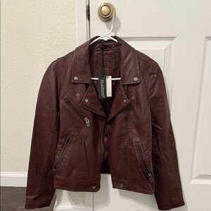 Anthropologie Deep Burgundy Leather Jacket